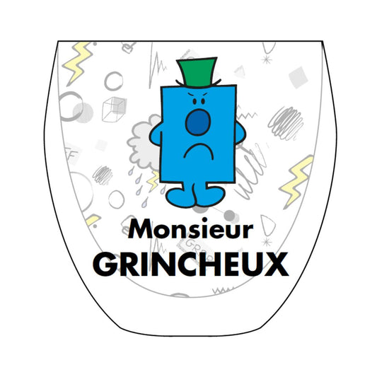 Tasse en verre double paroi avec dessin de Monsieur Grincheux.