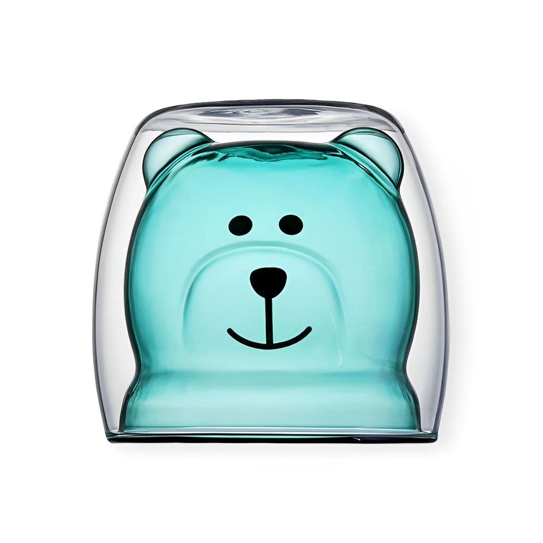 tasse en verre double paroi ours bleu