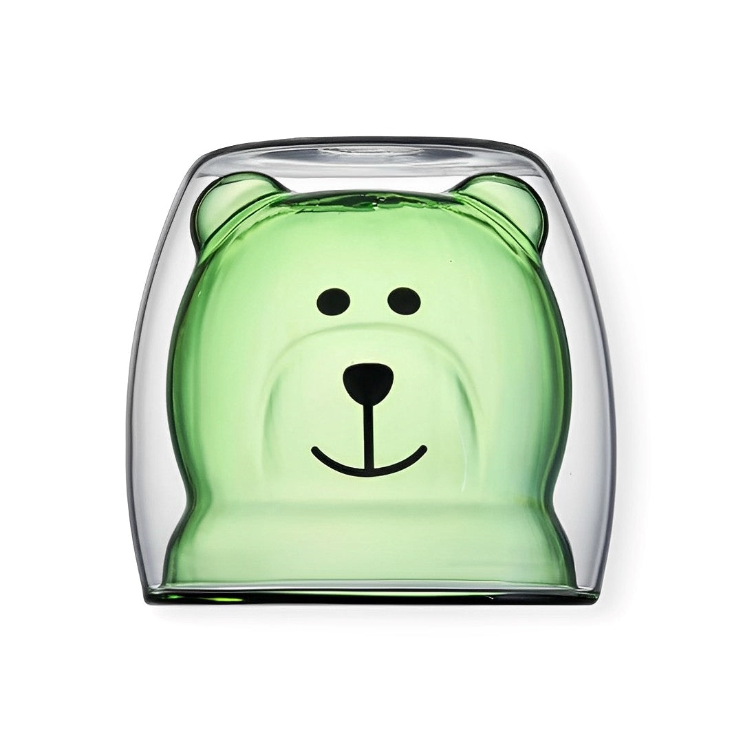 verre double paroi en forme ours vert