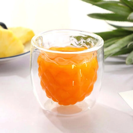 tasse en verre double paroi ananas avec cocktail